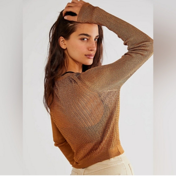 Free People H2O Crew Pullover/ Tiger Eye. NWT. - Picture 2 of 4